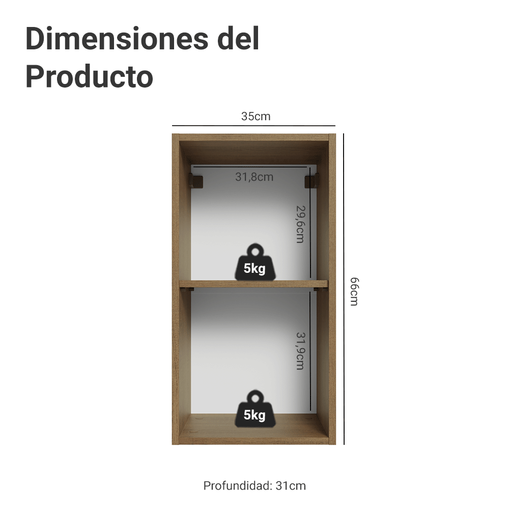 Alacena Cocina 35 cm 1 Puerta Marrón/Blanco Aterciopelado Lux Madesa