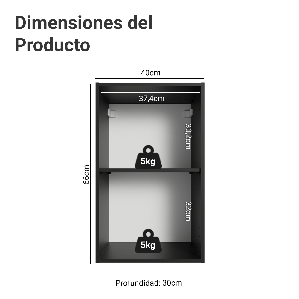 Alacena 40 cm 1 Puerta Negro Nice Madesa
