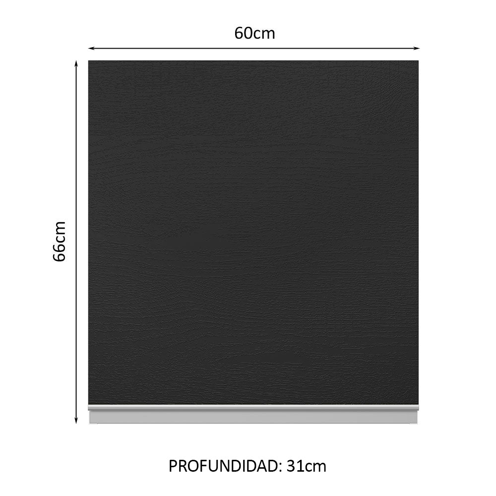 Alacena Cocina 100% MDF 60 cm 1 Puerta Blanco/Negro Acordes Madesa