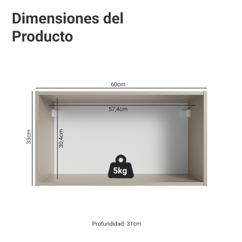 Alacena 60 cm 1 Puerta Rebatible Nice Crema