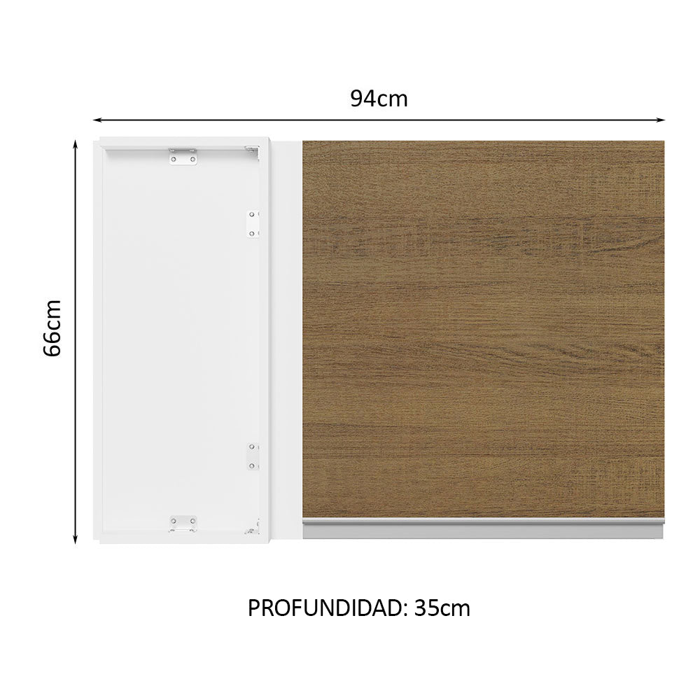 Alacena Cocina Esquinera 100% MDF 1 Puerta Blanco/Marrón Acordes Madesa