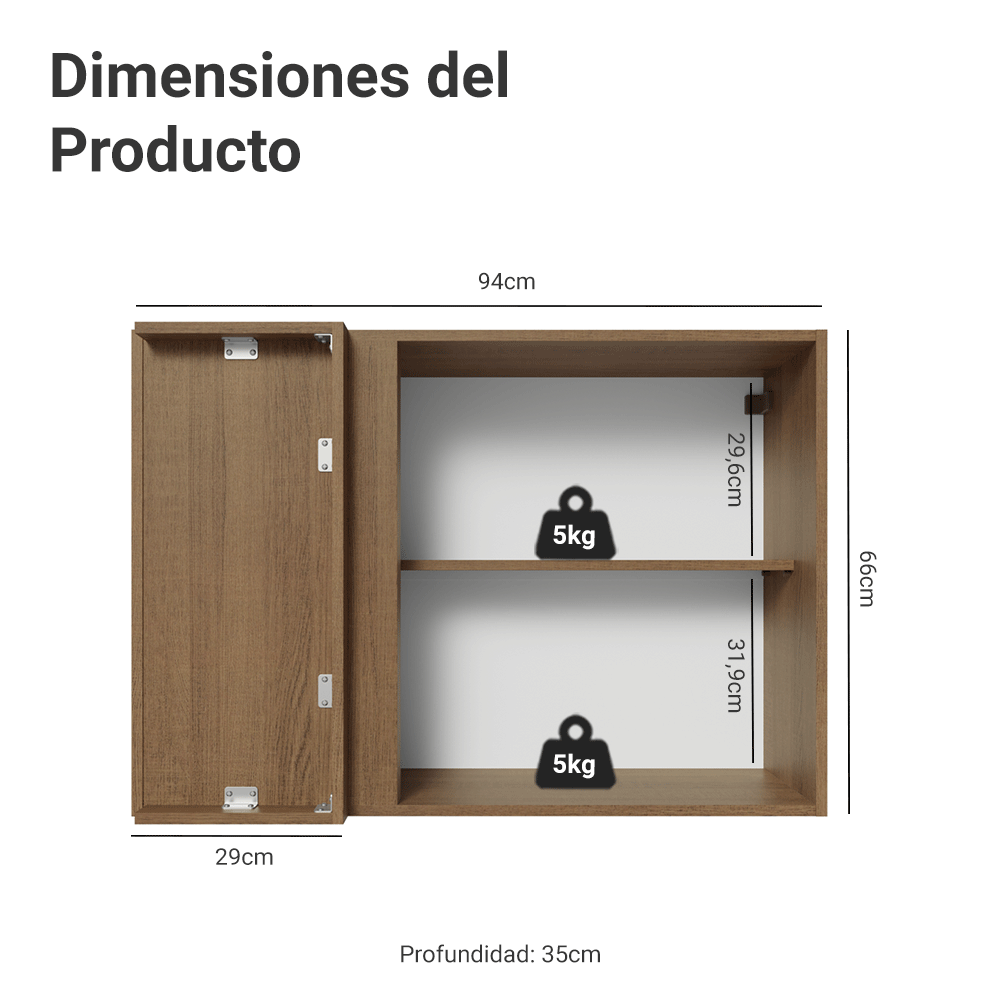 Alacena esquinero 1 Puerta Marrón/Verde Vik Madesa