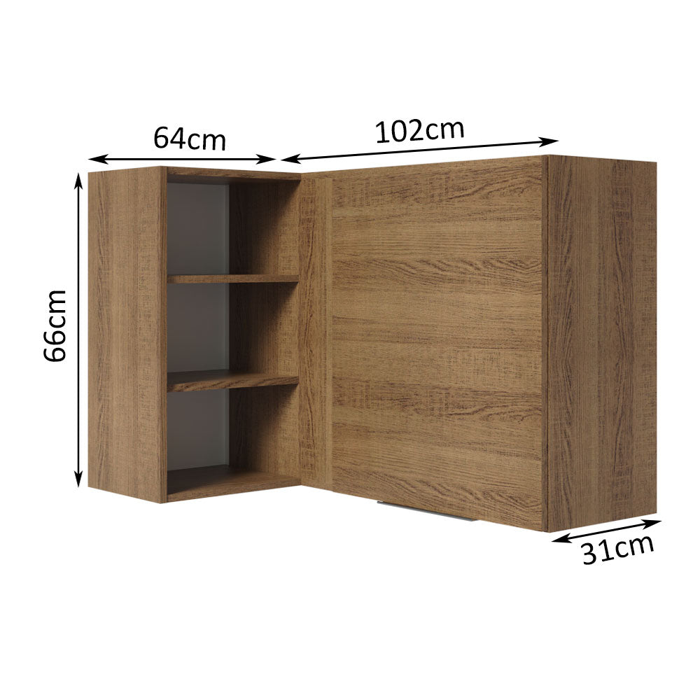 Alacena Cocina Esquinera 1 Puerta para línea de 60 cm de Profundidad Marrón Stella Madesa