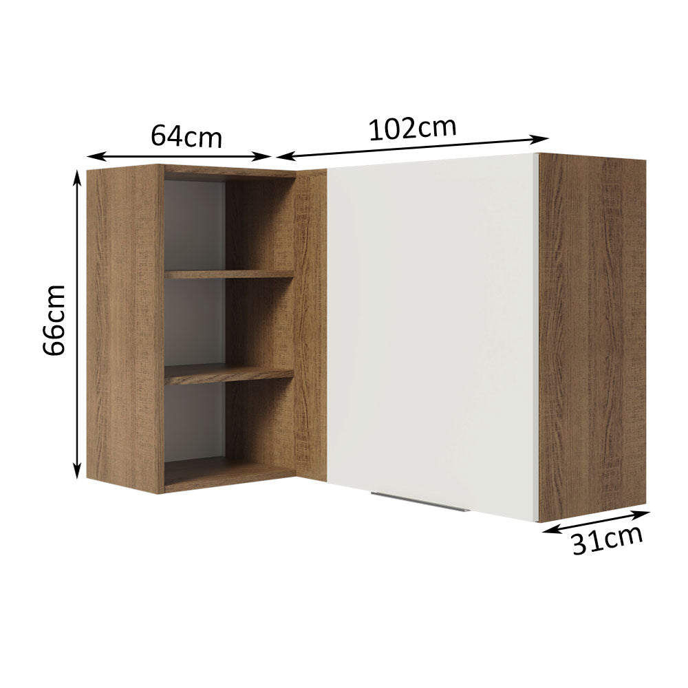 Alacena Cocina Esquinera 1 Puerta para línea de 60 cm de Profundidad Marrón/Blanco Stella Madesa