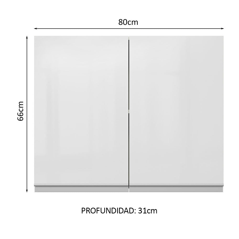 Alacena Cocina 100% MDF 80 cm 2 Puertas Blanco Brillante Acordes Madesa