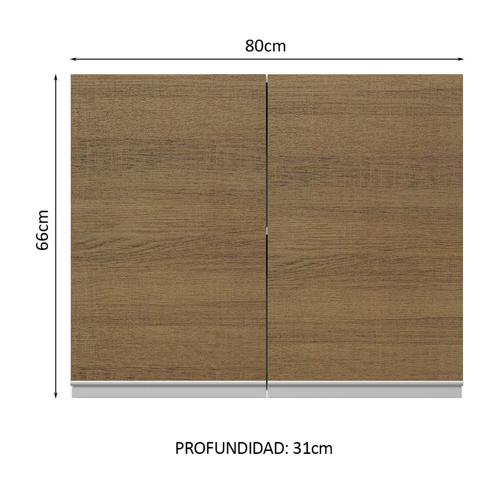 Alacena Cocina 100% MDF 80 cm 2 Puertas Blanco/Marrón Acordes Madesa