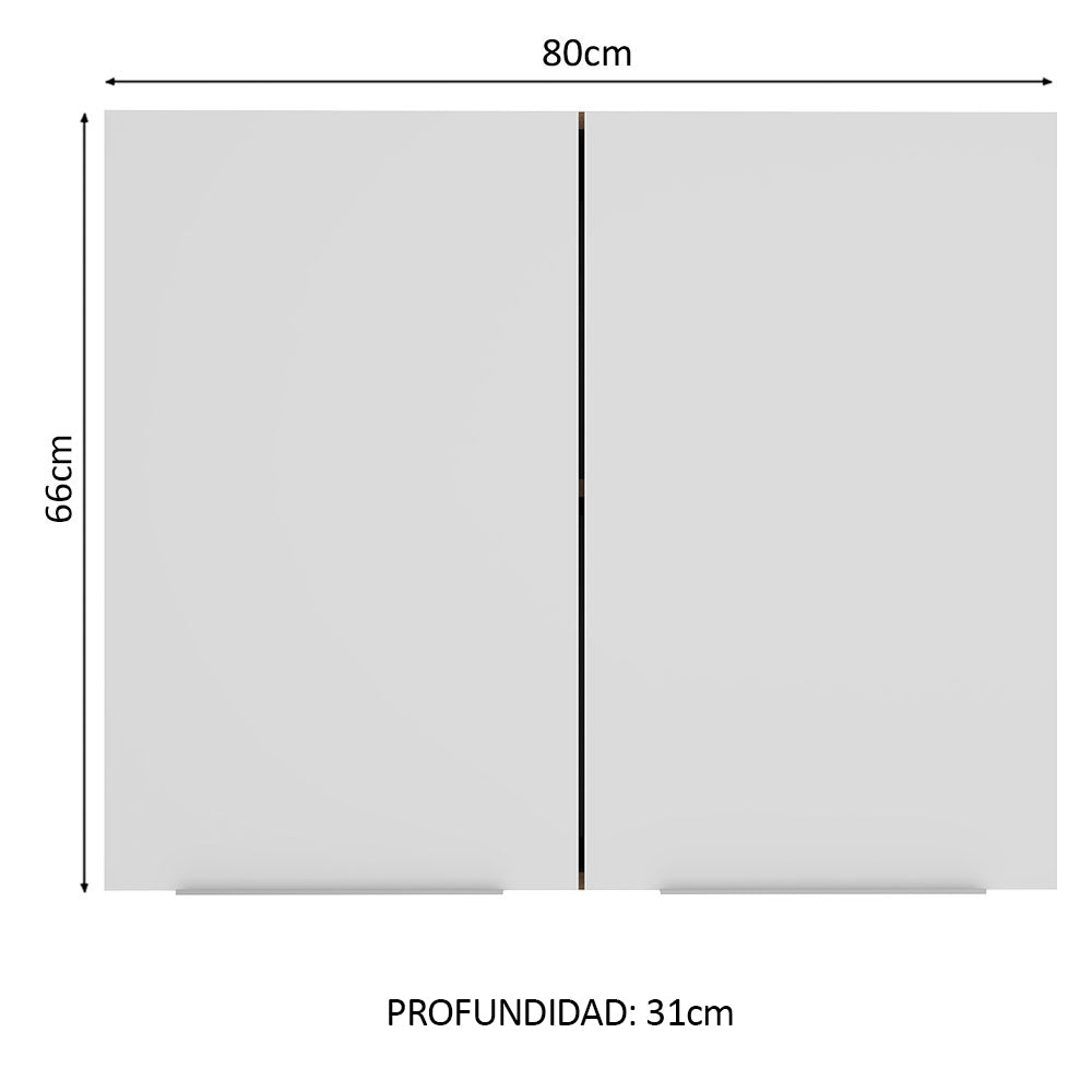 Alacena Cocina 80 cm 2 Puertas Marrón/Blanco Stella Madesa