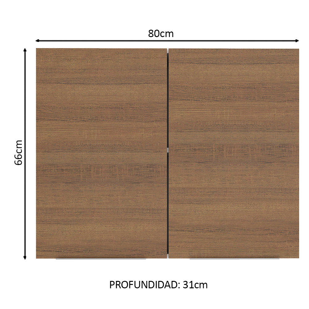 Alacena Cocina 80 cm 2 Puertas Blanco/Marrón Stella Madesa