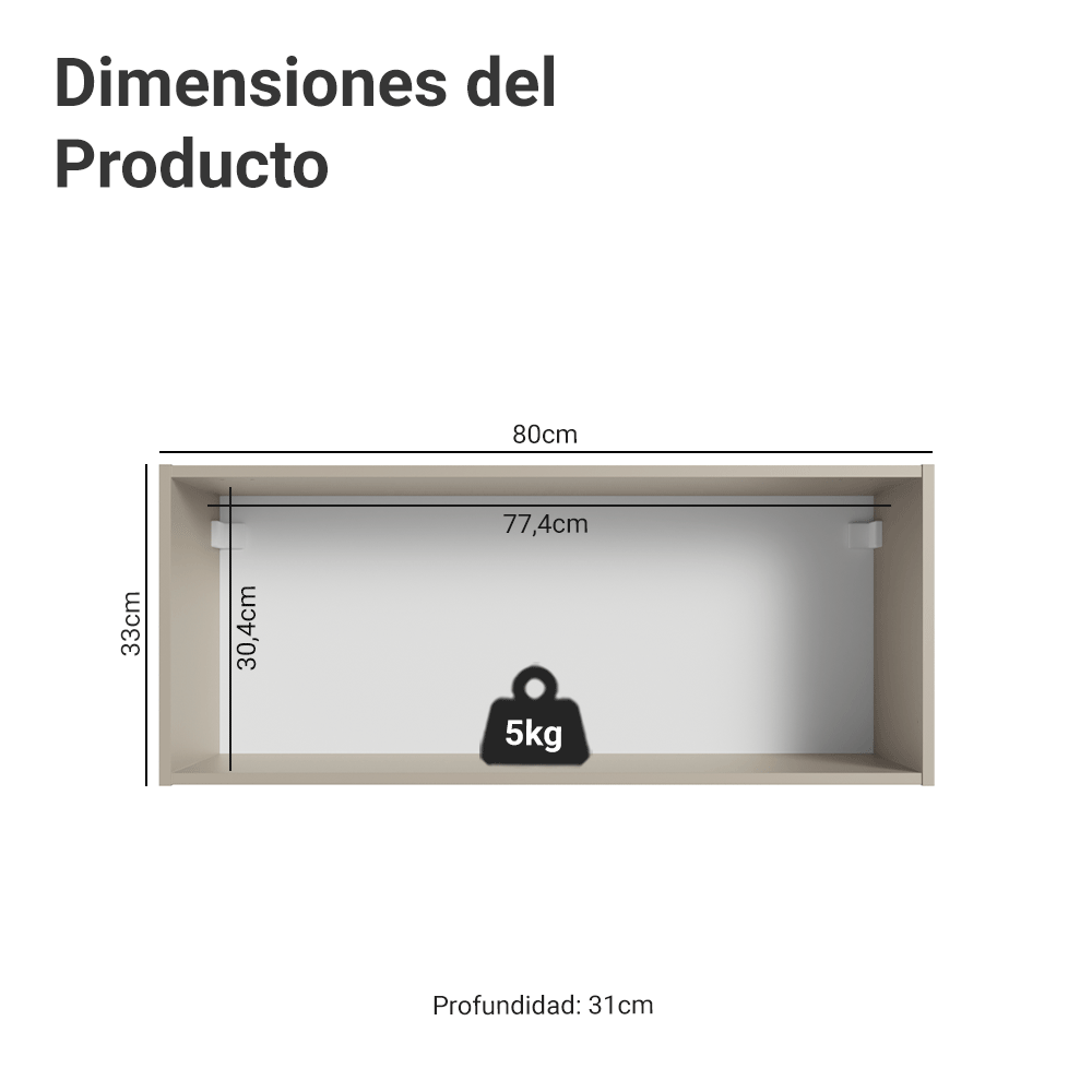 Alacena 80 cm 1 Puerta Rebatible Nice Crema