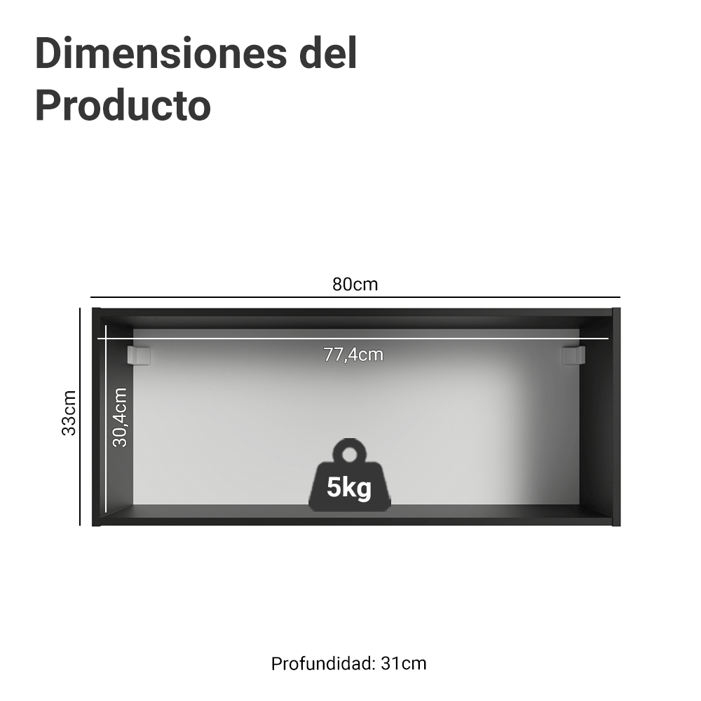 Alacena 80 cm 1 Puerta Abatible Negro Nice Madesa