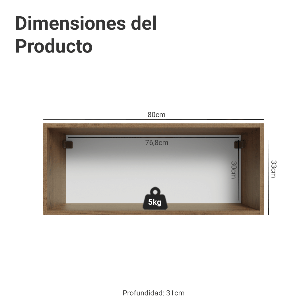 Alacena 80 cm 1 Puerta Puerta Rebatible Marrón/Azul Vik Madesa