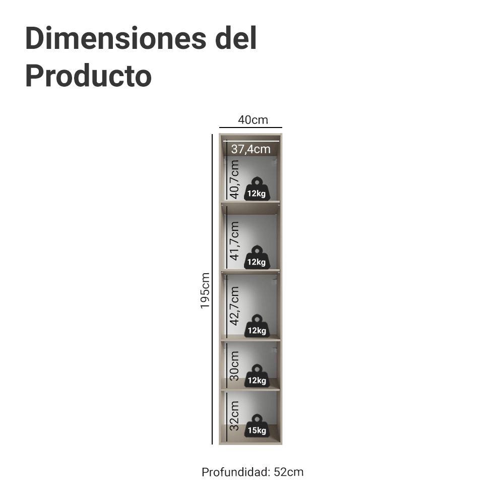Despensero 40 cm Sin cajones 2 Puertas Nice Crema