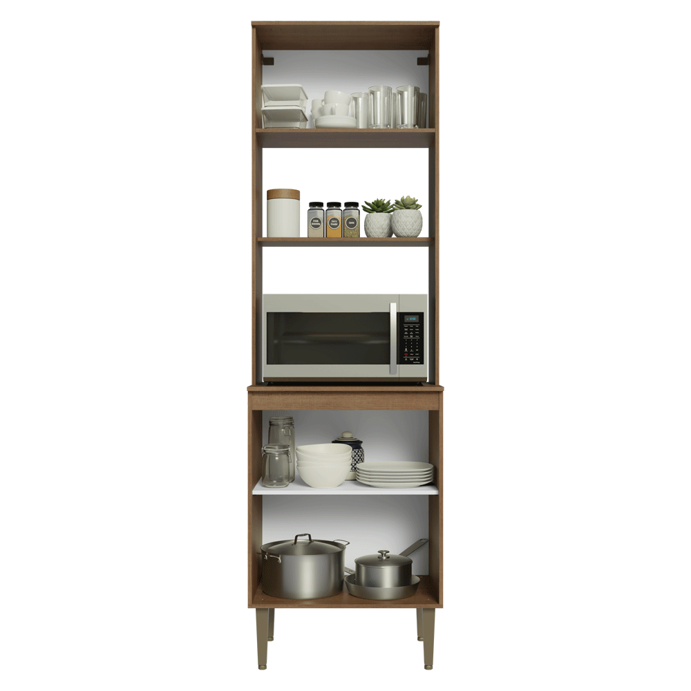 Mueble para Horno/Microondas 60 cm 3 Puertas Marrón/Blanco Lille Madesa