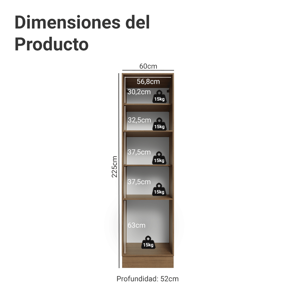 Despensero 60 cm 3 Puertas Marrón/Blanco Vik Madesa