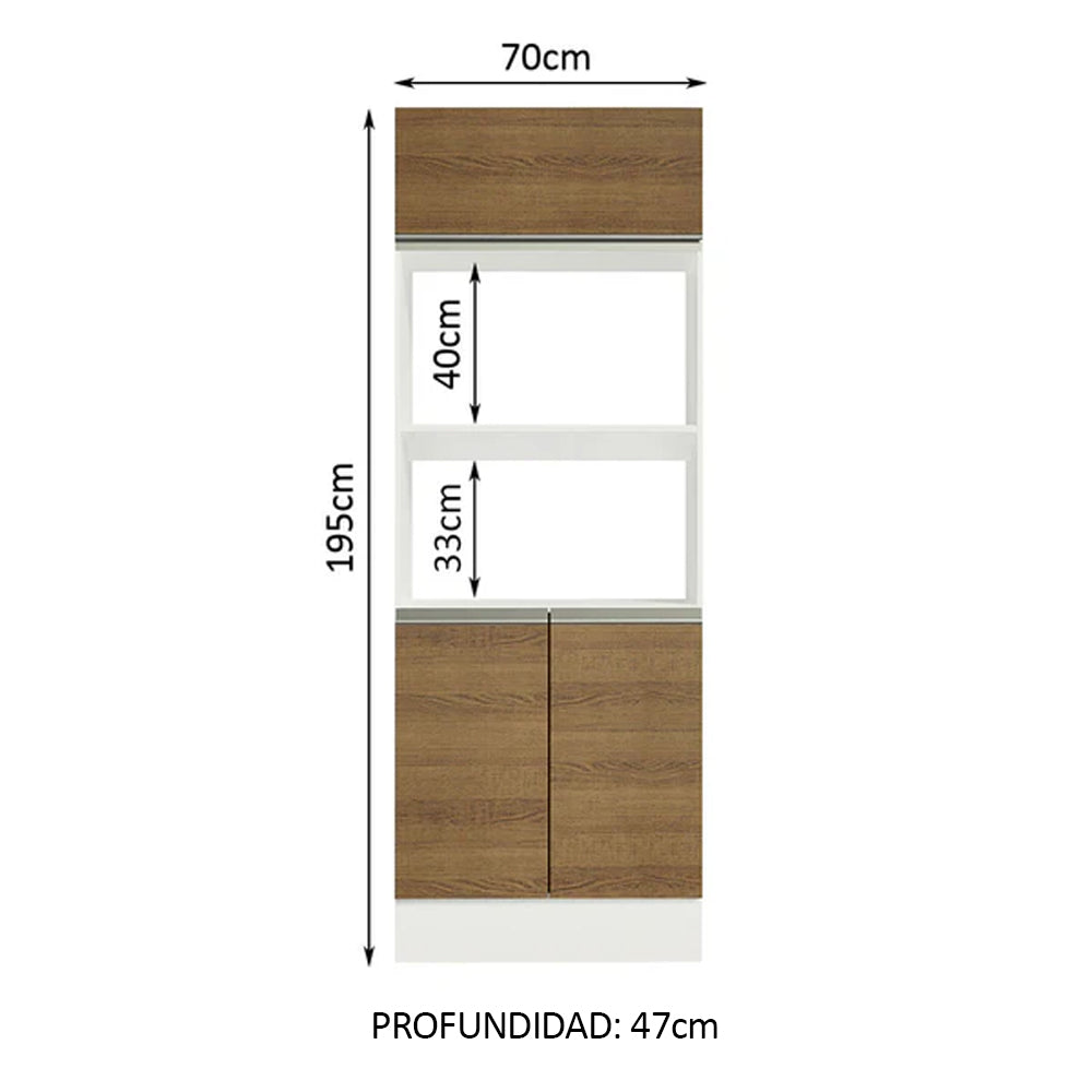Mueble de Cocina para Horno 2 Puertas e 1 Suspensa Blanco/Marrón Smart Madesa