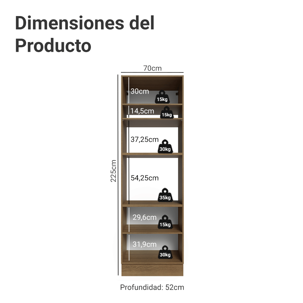 Mueble para Horno/Microondas 70 cm 3 Puetas Marrón/Negro Lux Madesa
