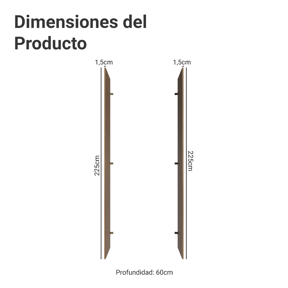 Panel de Cierre Lateral para Cocina 225 x 60cm Marrón Madesa