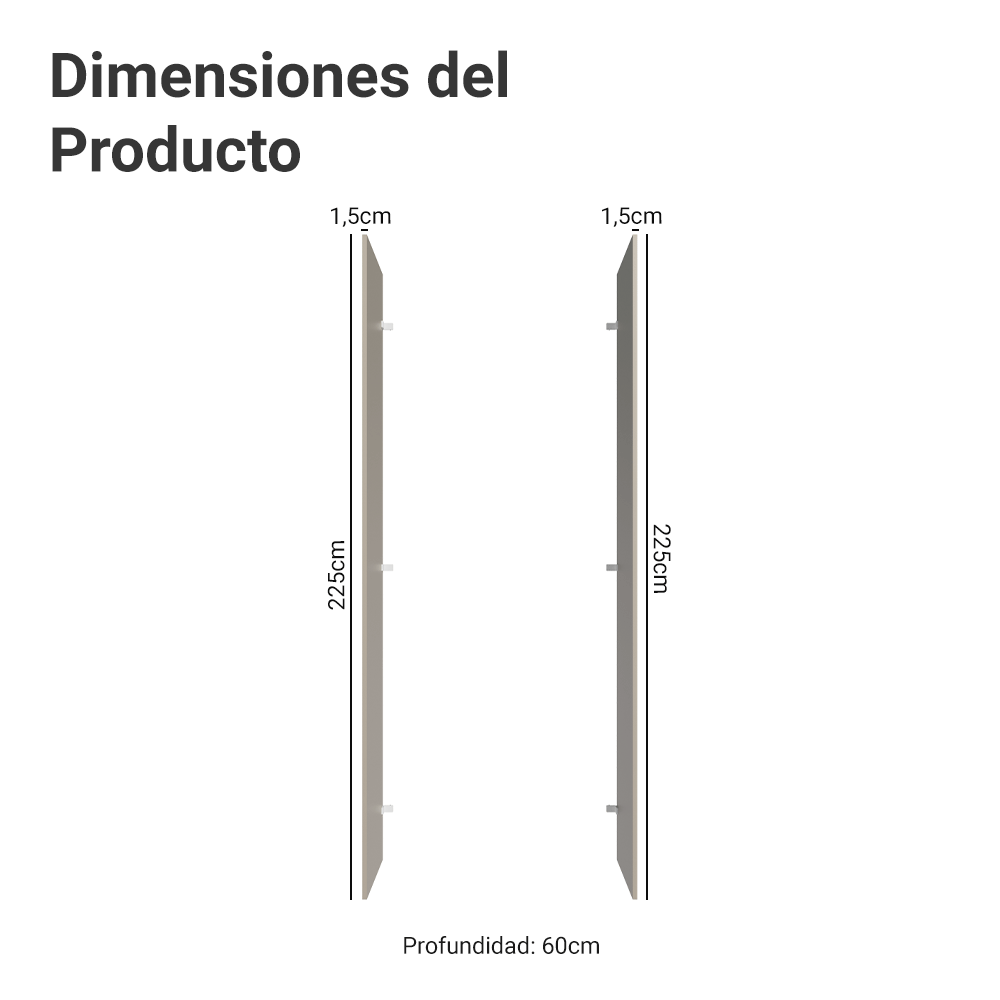 Panel Fechamento Lateral para Cocina 225 x 60cm Crema Madesa