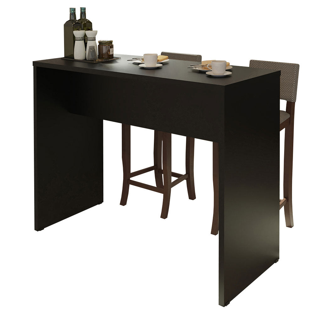 Isla de Cocina con Barra Desayunador 115cm Negro Madesa