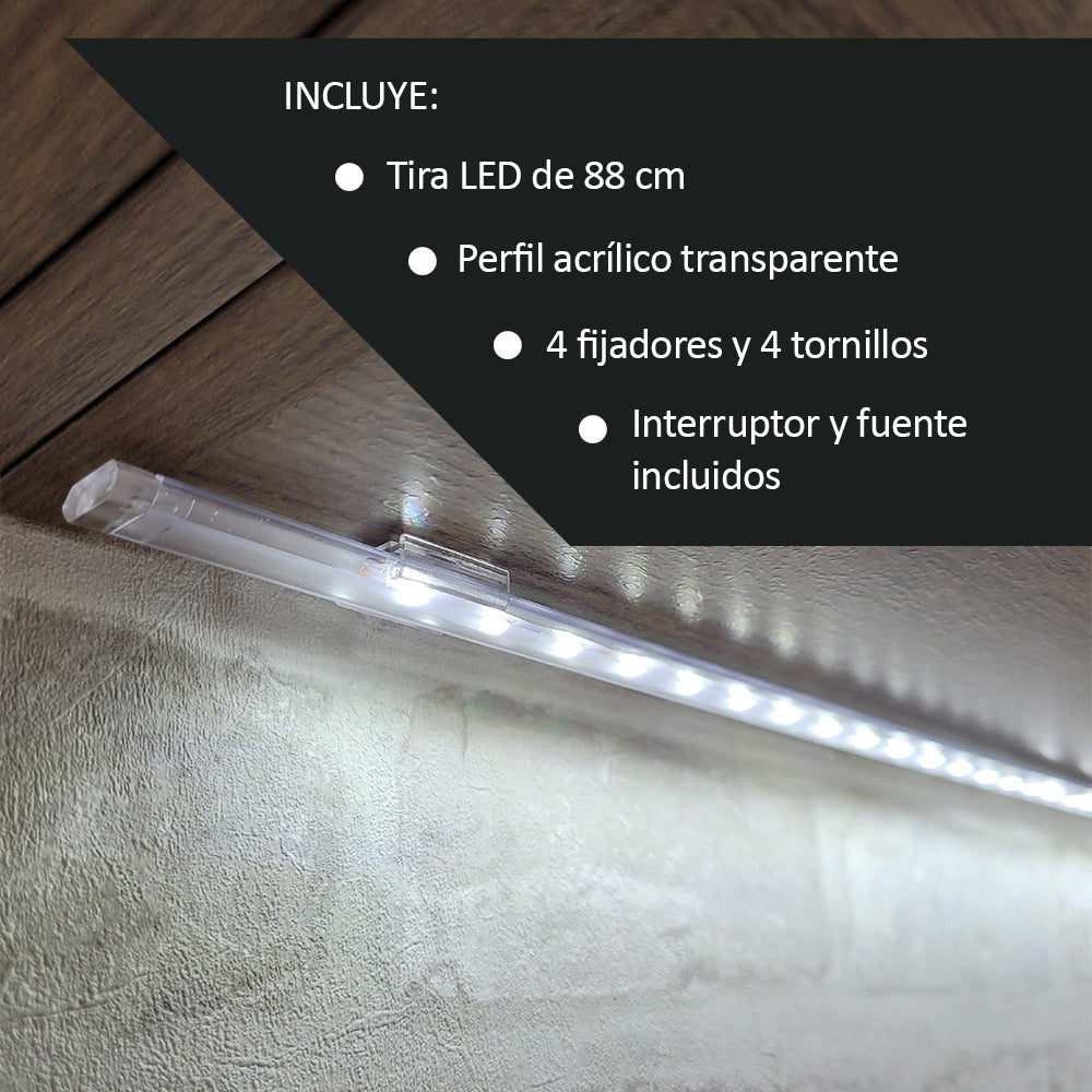 Barra de Luz con Tira LED 88cm para Muebles Madesa