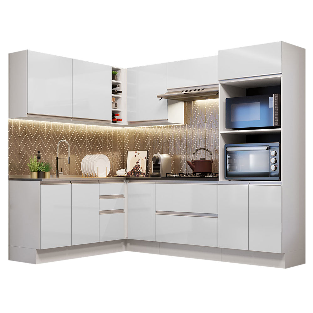 Combo Completo de Cocina Esquinera 100% MDF 419 cm Frentes Blanco Brillante Acordes Madesa 03