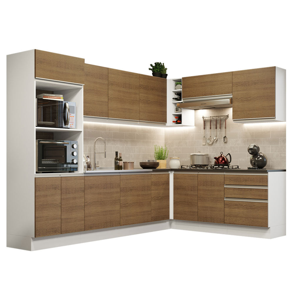 Combo Completo de Cocina Esquinera 100% MDF 479 cm Blanco/Marrón Acordes Madesa 03