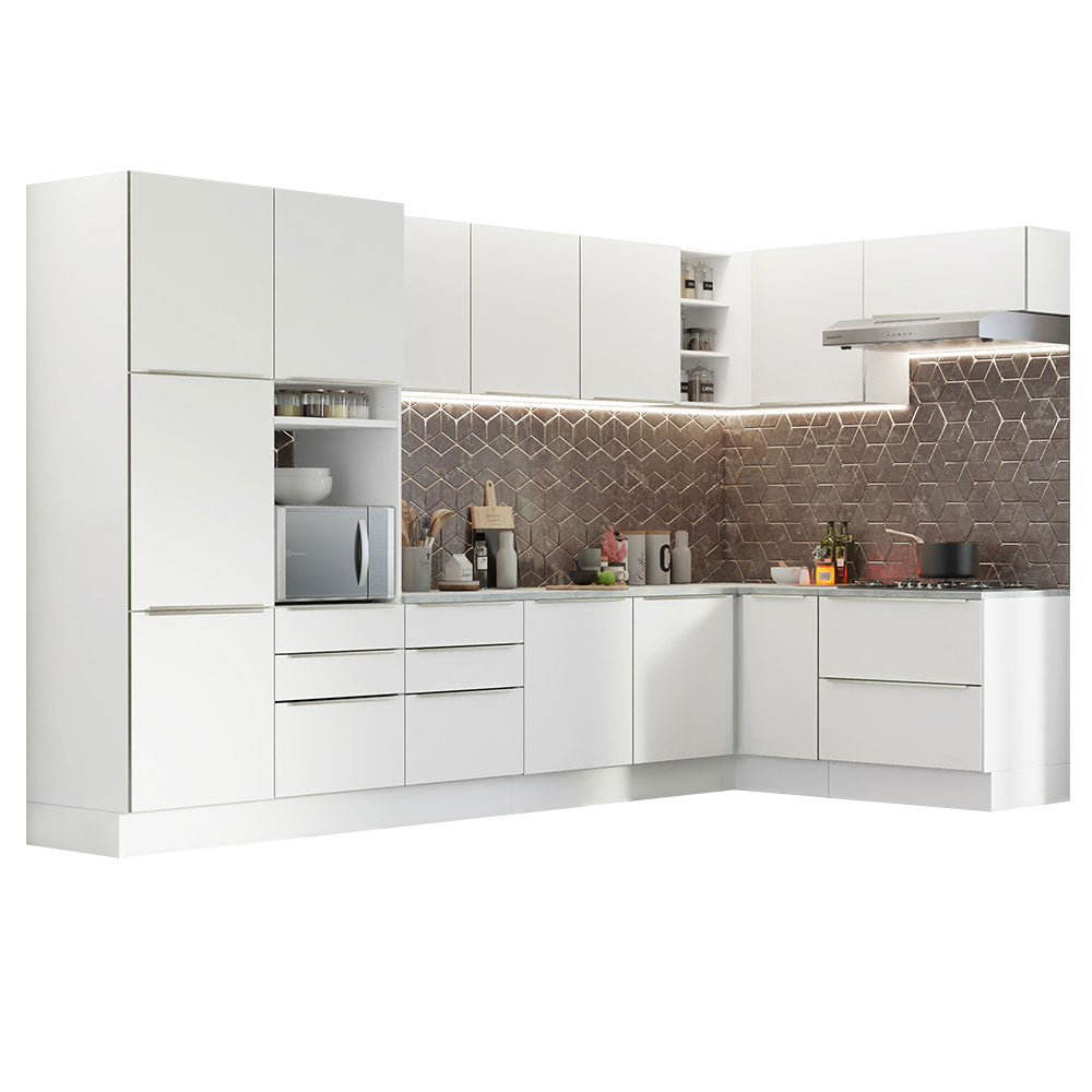 Combo Completo de Cocina Esquinera 546 x 60 cm Blanco Aterciopelado Lux Madesa 05