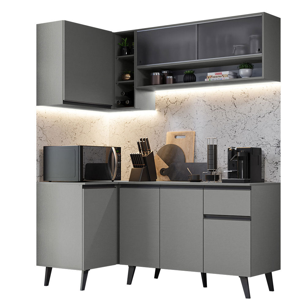 Combo Completo de Cocina Esquinera 265 cm Gris Nice Madesa 02