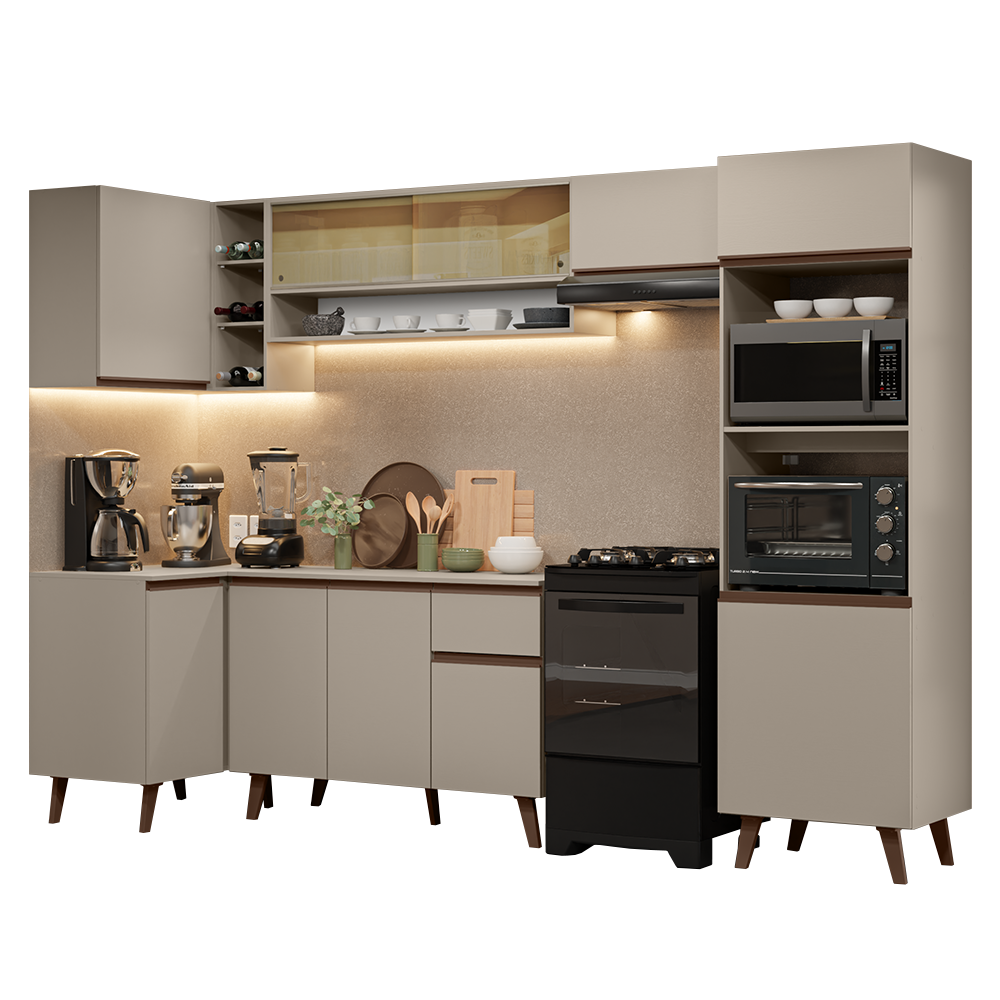 Combo completo de Cocina Esquinera 385cm Crema Nice Madesa 04