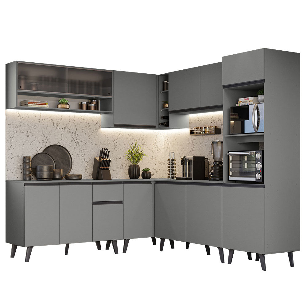 Combo Completo de Cocina Esquinera 445 cm Gris Nice Madesa 02