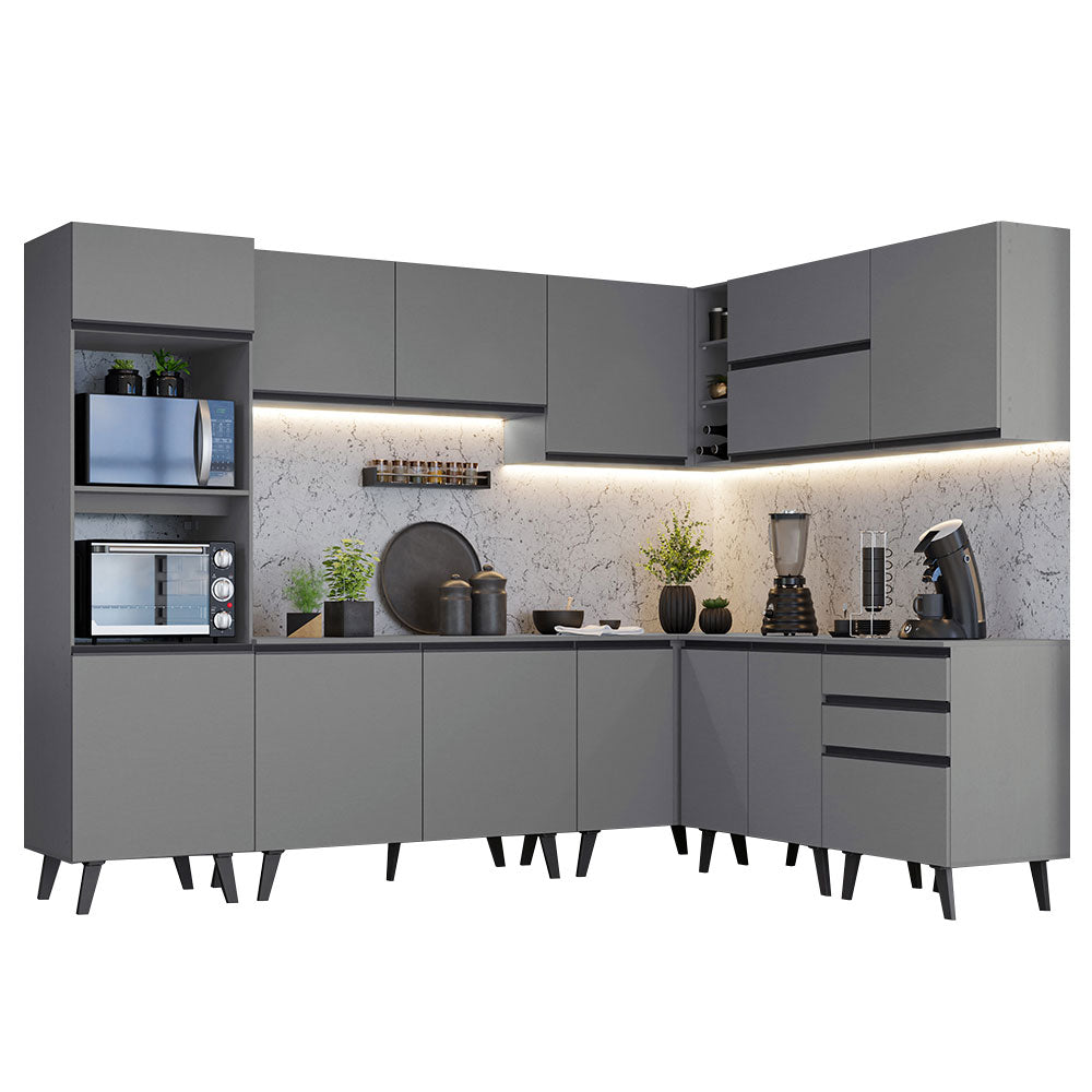 Combo Completo de Cocina Esquinera 465 cm Gris Nice Madesa 01