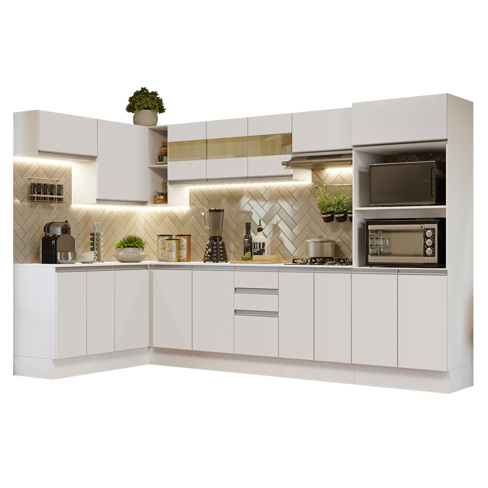 Combo Completo de Cocina Esquinera 100% MDF 447 cm Frentes Blanco Smart Madesa 02