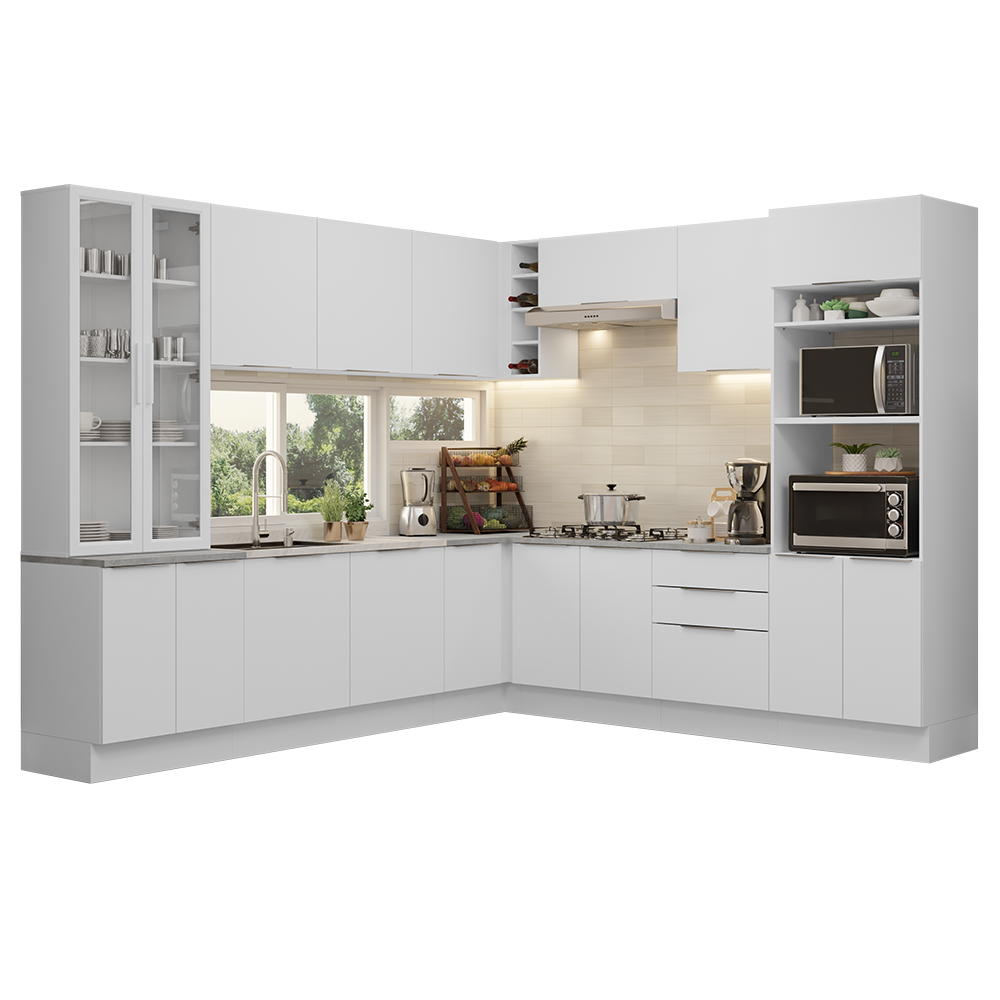 Combo completo de Cocina Esquinera con Cristalero 549 cm Madesa Stella BM 01