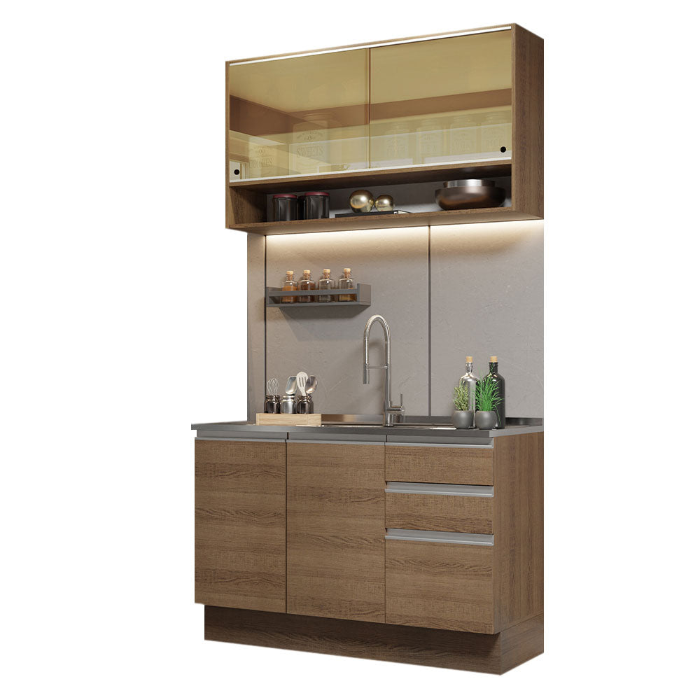 Combo de Cocina 120cm Glamy Madesa 02 Marrón