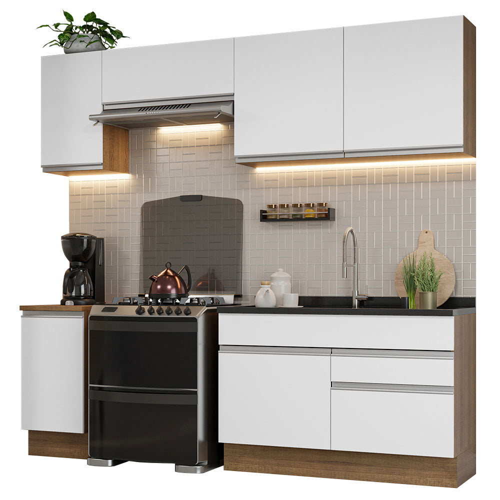 Combo Completo de Cocina 240 cm Marrón/Blanco Glamy Madesa 07