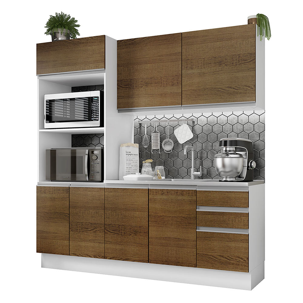 Cocina Compacta 100% MDF 190cm Blanco/Marrón Acordes Madesa 01