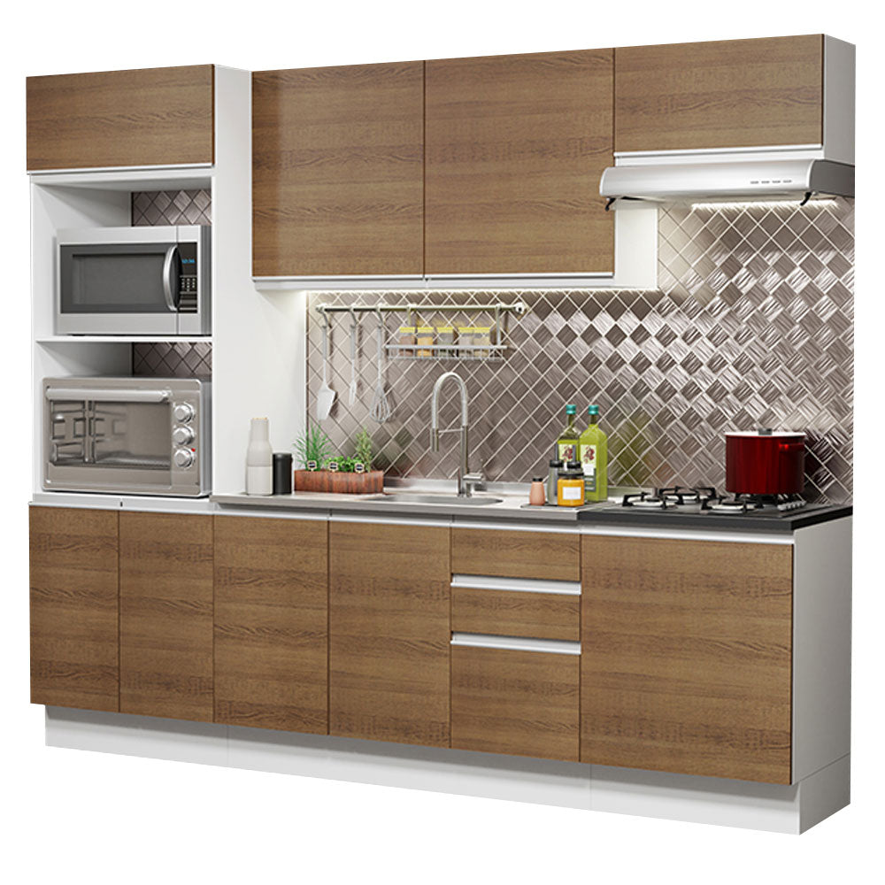 Combo Completo de Cocina 100% MDF 250 cm Blanco/Marrón Acordes Madesa 03