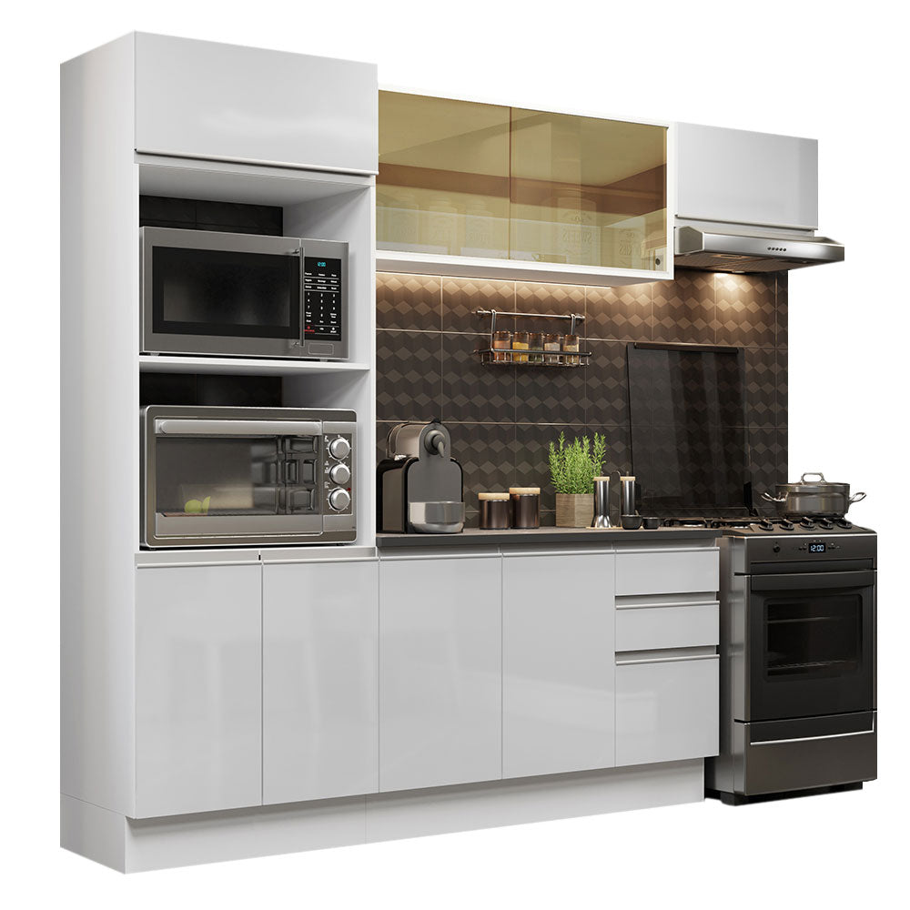 Combo Completo de Cocina 100% MDF 250 cm Frentes Blanco Brillante Acordes Madesa 04