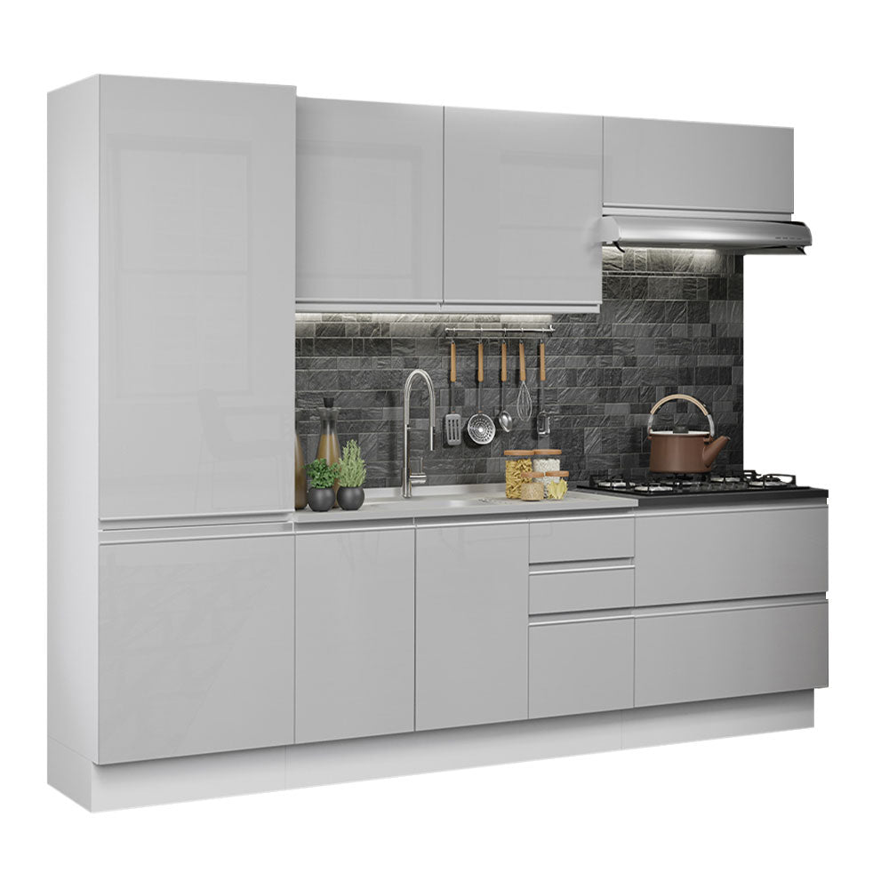 Combo Completo de Cocina 100% MDF 260 cm Frentes Blanco Brillante Acordes Madesa 01