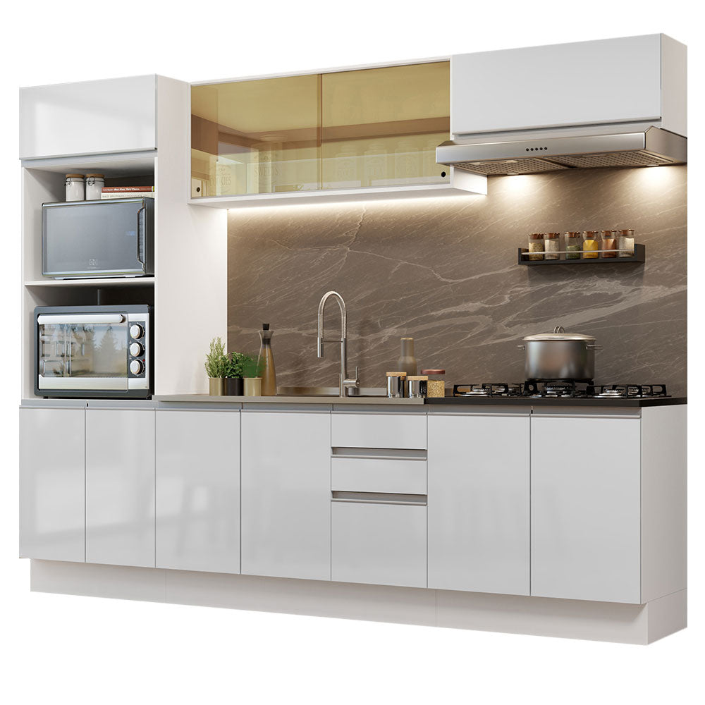 Combo Completo de Cocina 100% MDF 270 cm Frentes Blanco Brillante Acordes Madesa 07