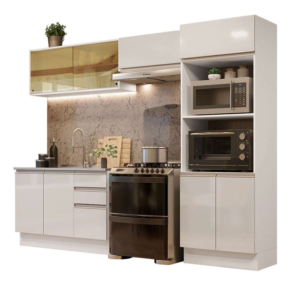 Combo Completo de Cocina 100% MDF 270 cm Frentes Blanco Brillante Acordes Madesa 08