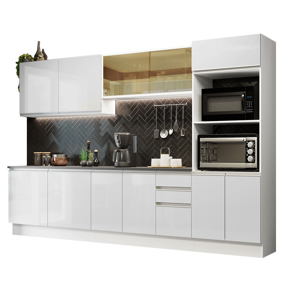 Combo Completo de Cocina 100% MDF 310 cm Frentes Blanco Brillante Acordes Madesa 01