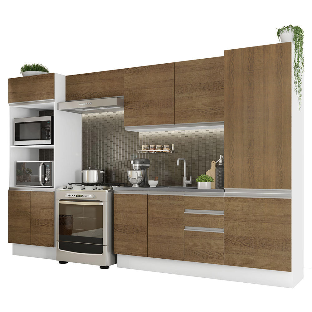 Combo Completo de Cocina 100% MDF 330 cm Marrón/Blanco Acordes Madesa 02