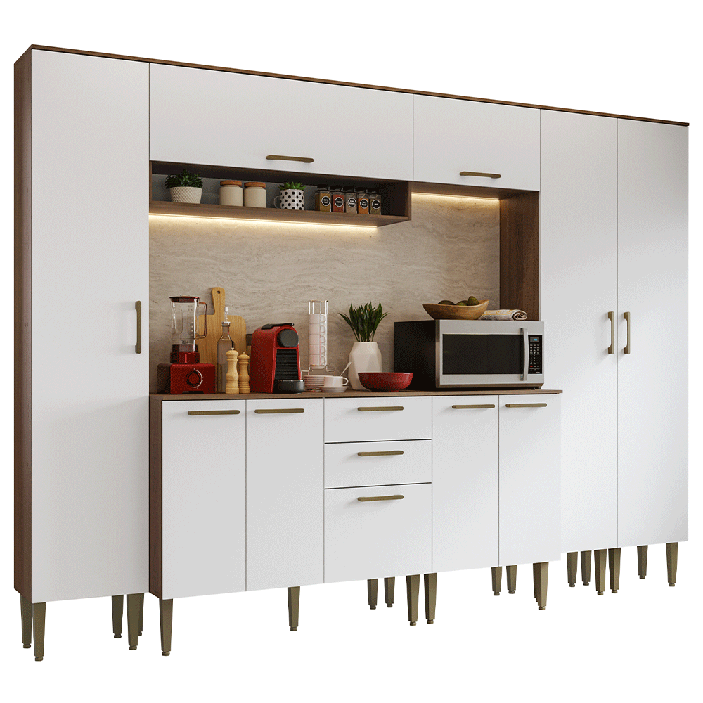 Combo completo de Cocina 285 cm Marrón/Blanco Lille Madesa 01
