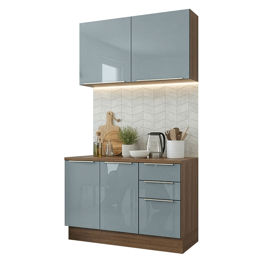 Cocina Compacta 120 cm Marrón/Gris Lux Madesa 01
