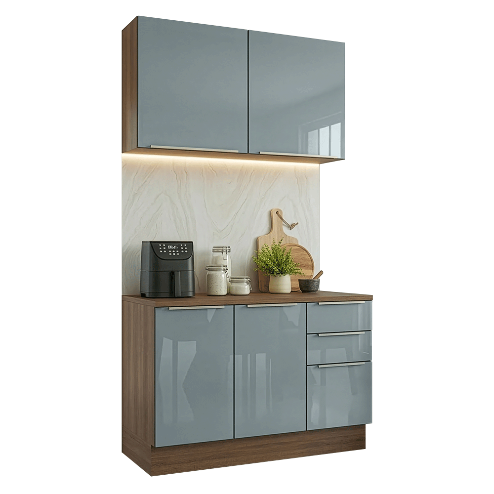 Cocina Compacta 120 x 60 cm Marrón/Gris Lux Madesa 02