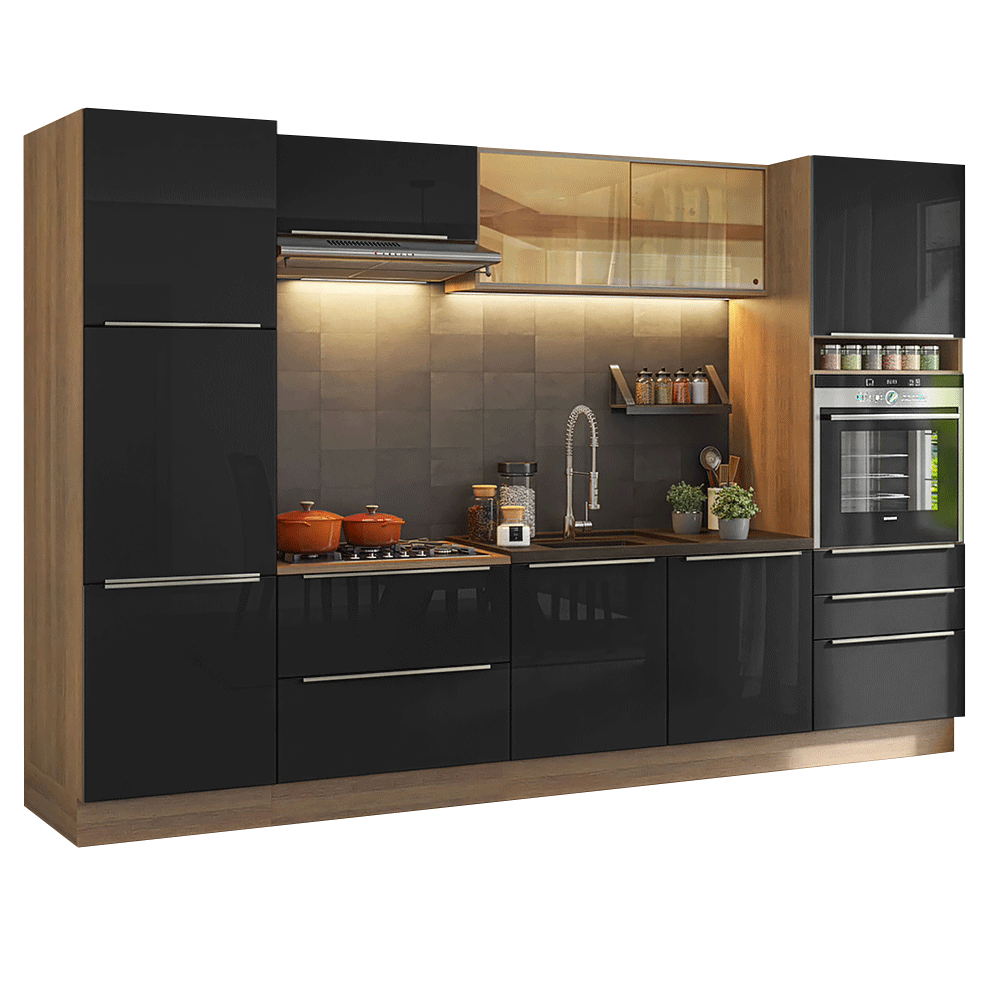 Combo completo de Cocina 320 cm Marrón/Negro Lux Madesa 08