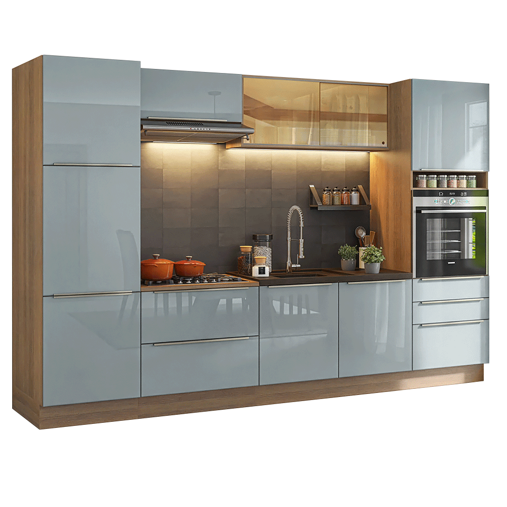 Combo completo de Cocina 320 cm Marrón/Gris Lux Madesa 08