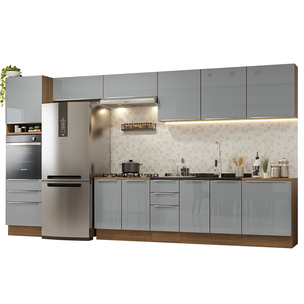 Combo completo de Cocina 400 cm Marrón/Gris Lux Madesa