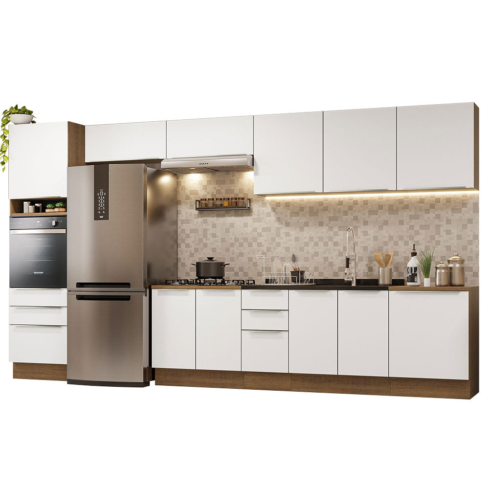 Combo Completo de Cocina 400 x 60 cm Marrón/Blanco Aterciopelado Lux da Thauane Madesa